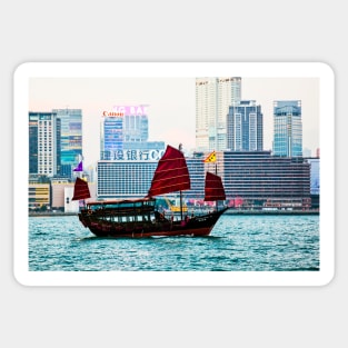 Hong Kong Batwing Junk Boat In Victoria Harbour Sticker